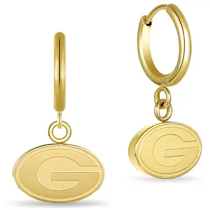 Georgia Bulldog Huggie Hoop Earrings - 18K Gold Plated Stainless Steel
