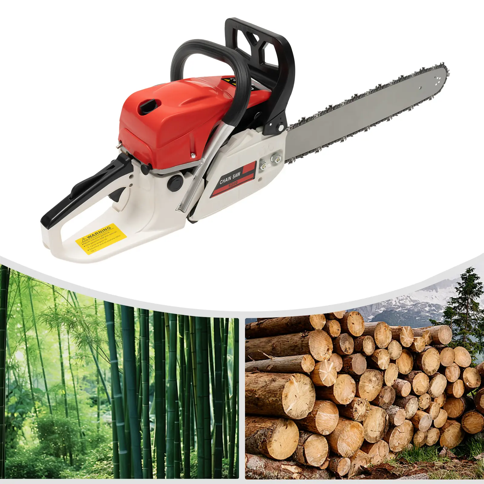 52CC Handheld Gasoline Chain Saw, 20-in Gas-Powered Woodcutting Set with 550ml Propylene Capacity, Safety Brakes, Easy Installation, Easy Cleaning, Cost-Saving for Outdoor Use