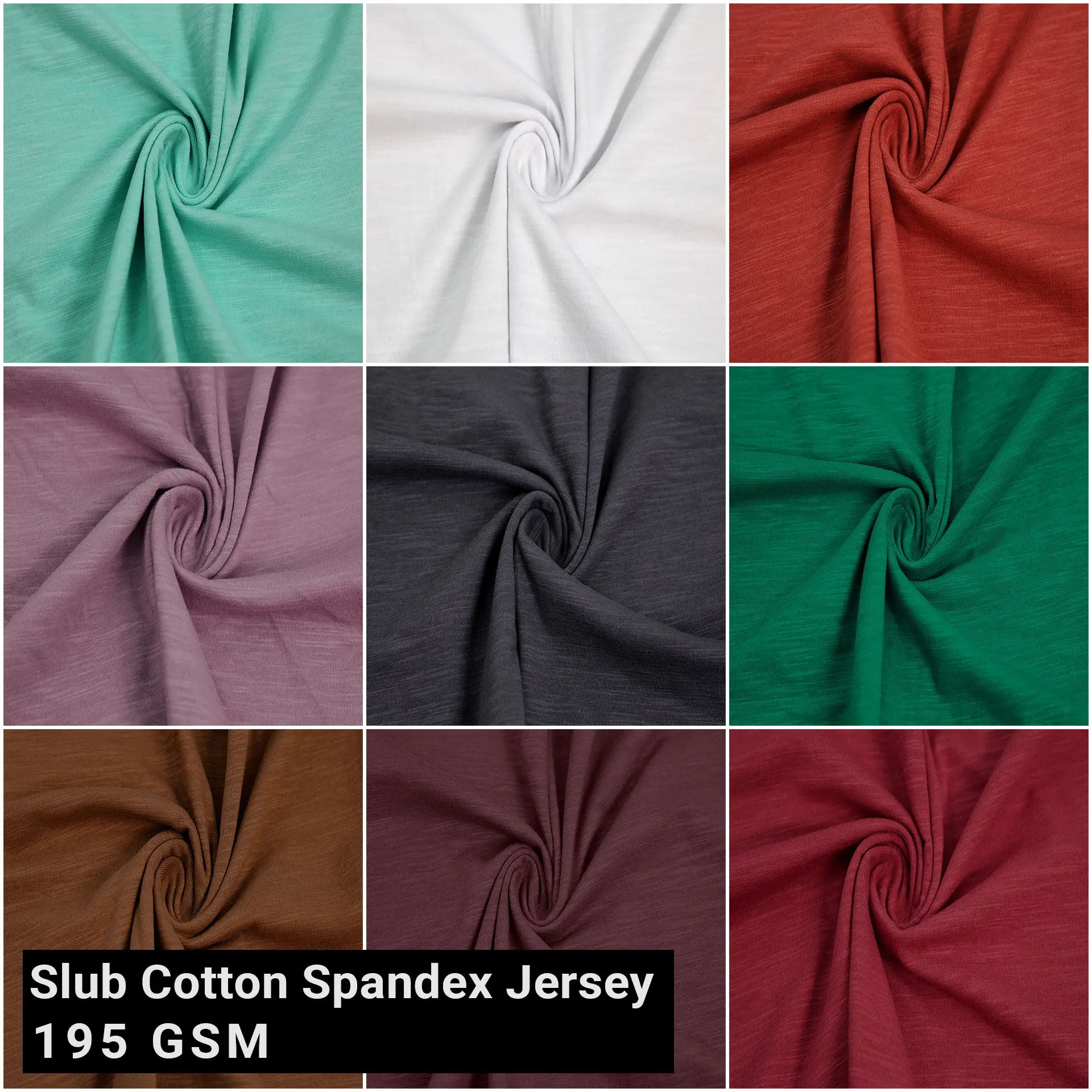 60" Wide Slub Cotton Spandex Jersey Knit Fabric by the Yard - (195 GSM) Medium Weight, 2-Way Stretch, Breathable - Apparel, Casual, Activewear, Layering & Craft - (SKU-781)