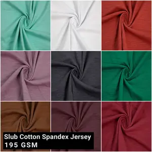 60" Wide Slub Cotton Spandex Jersey Knit Fabric by the Yard - (195 GSM) Medium Weight, 2-Way Stretch, Breathable - Apparel, Casual, Activewear, Layering & Craft - (SKU-781)