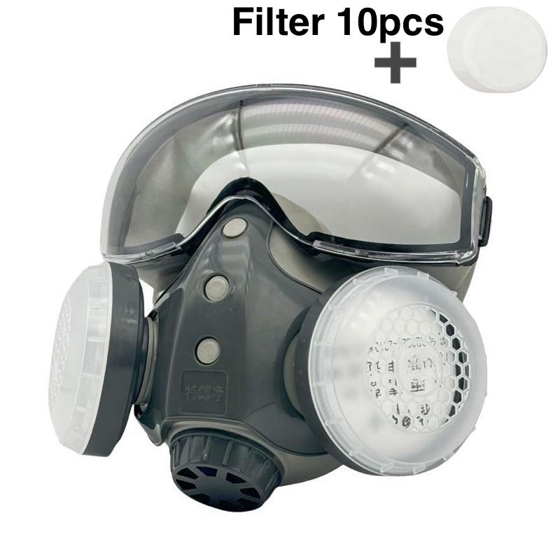 Dust-proof Integrated Respirator Mask, Reusable Half Mask with Goggles, Anti-dust Mask for Spray Painting & Woodworking Projects