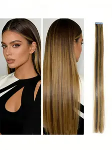 24-Inch Straight Synthetic Hair Extension, Invisible Tape, Women's Wig Piece, Ideal for Cosplay, Parties, Business, Music Fest, Halloween, Christmas