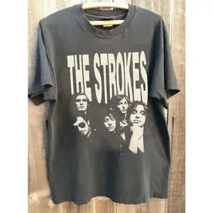 The Strokes Rock Band Charcoal Cotton T Shirt Full Size S-5xl