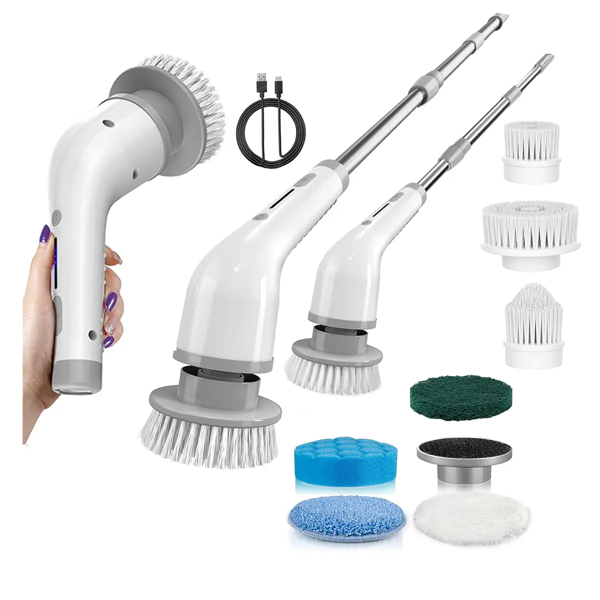 Electric Spin Scrubber, Cordless Cleaning Brush Scrubber for Home, 8 Replaceable Brush Heads-90Mins Work Time, 3 Adjustable Size, 2 Speeds for Bathroom Shower Bathtub Glass Car.Eectric Scrub Brush,TikTokShopDealsforYouDays