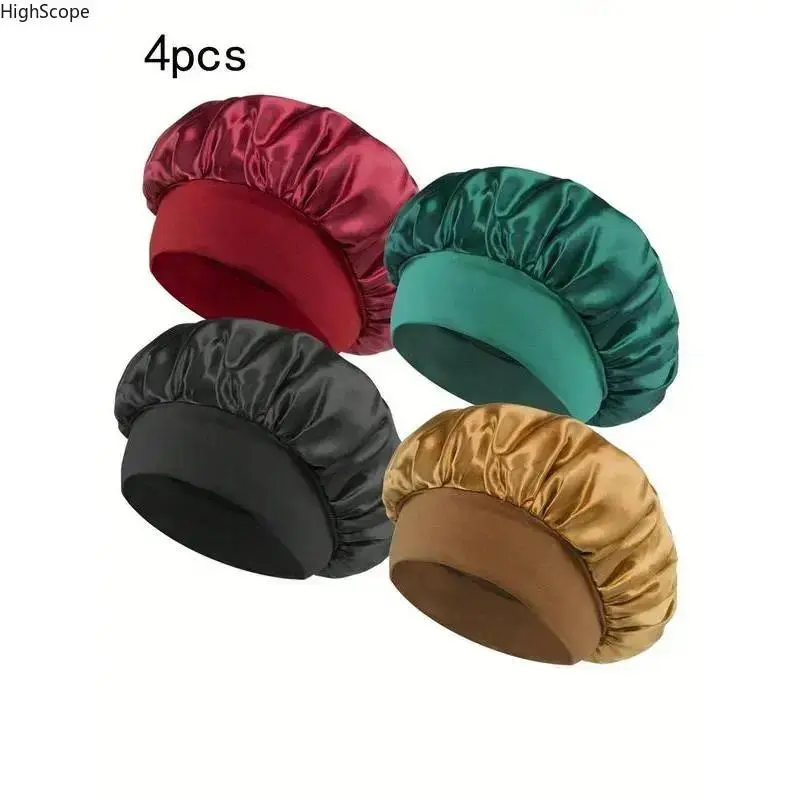 Women's Plain Silk Satin Sleeping Bonnet - Elastic, Adjustable, Lightweight, Breathable, 1 Size for Adults, All Seasons, Smoothening, Frictionless Haircare, Hairstyle Preservation, Heatless Curls, Night Wear, Moisture Lock (Sports & Outdoor Hat Accessory)