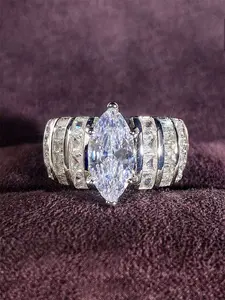 1 PC Romantic Cubic Zirconia Ring For Women Cluster Ring Engagement For Wedding Anniversary Party Jewelry Valentine's Day Gift