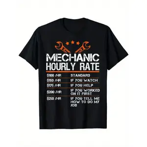 [100% Cotton] Summer t Shirts Funny Mechanic Hourly Rate Auto Repair Mechanic Labor Rates T-Shirt