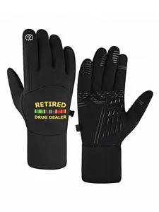 1pc with  Retired Drug Dealer Yellow Text Stripes  winter gloves fishing gloves Touch Screen Grippy Palm Cold Weather Adults keep warm holiday gifts Classic Trendy Warm Best Selling