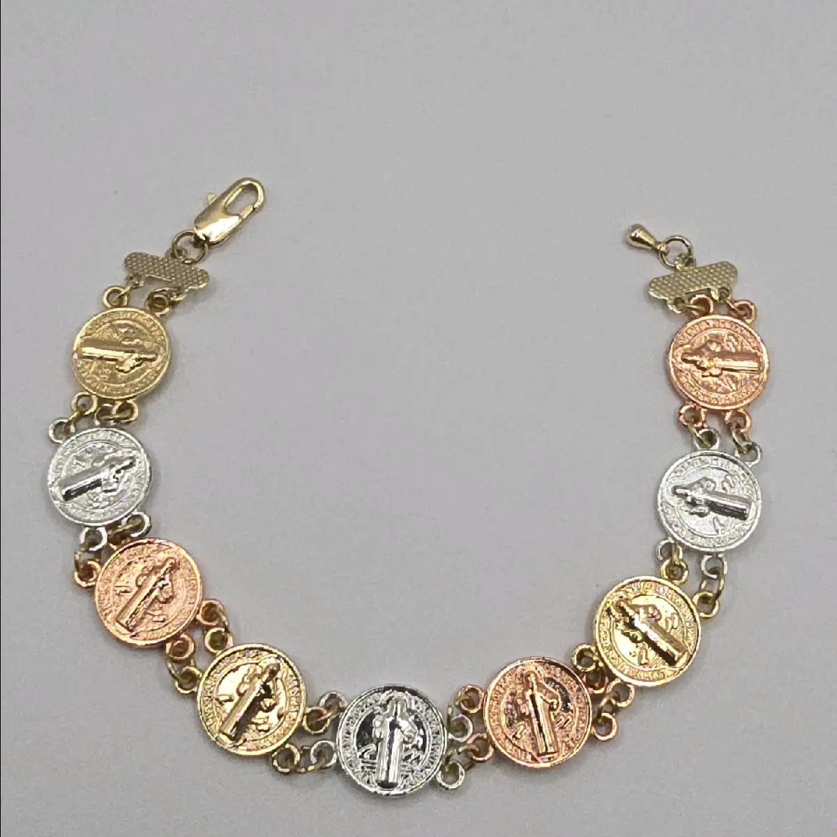 SAINT BENEDICT bracelet Gold-plated three colors 8"inches