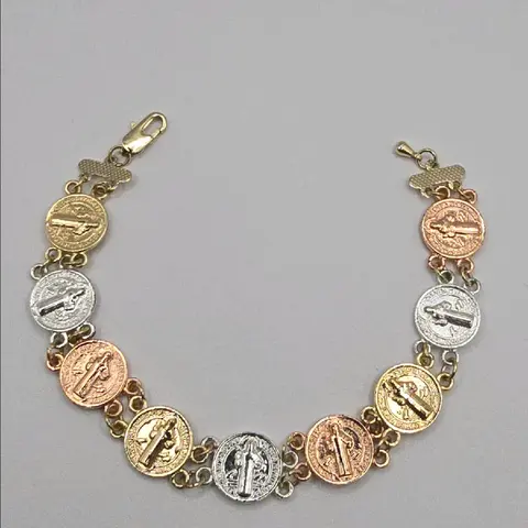 SAINT BENEDICT bracelet Gold-plated three colors 8"inches