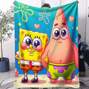 SpongeBob SquarePants printed pattern warm throw blanket, Portable throw blanket, suitable for all seasons, suitable for beds, sofas, cars, room decorations, and gifts, suitable for children or adults