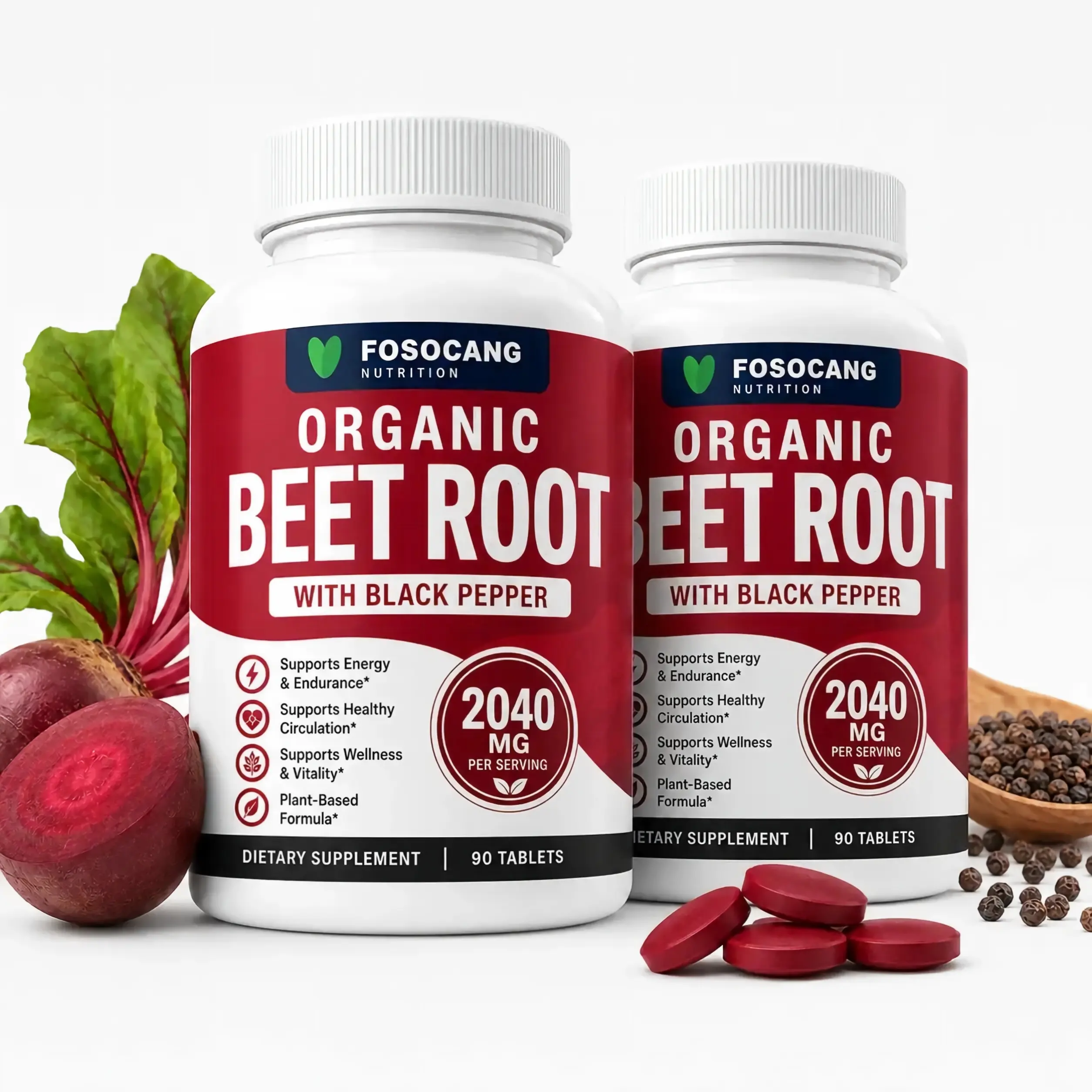 FOSOCANG  Organic Beet Root Tablets -2040mg Nitric Oxide Booster Dietary Supp.Prop 65 Safe Fitness & Wellness Nutrition Supplement