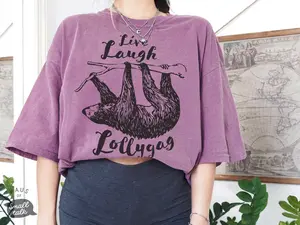Women's Cotton Unisex Crewneck T-Shirt - Comfort Colors Hanging Sloth Print, Cute Animal Design, Slow Poke Theme, Anti-Anxiety Mental Health Saying, Therapist Tee, Teacher Gift, Oversized Style, Live Laugh Love Parody
