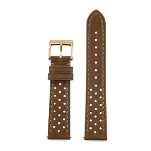 Genuine Cowhide Leather Racing Watch Strap with Quick Release Pin Buckle