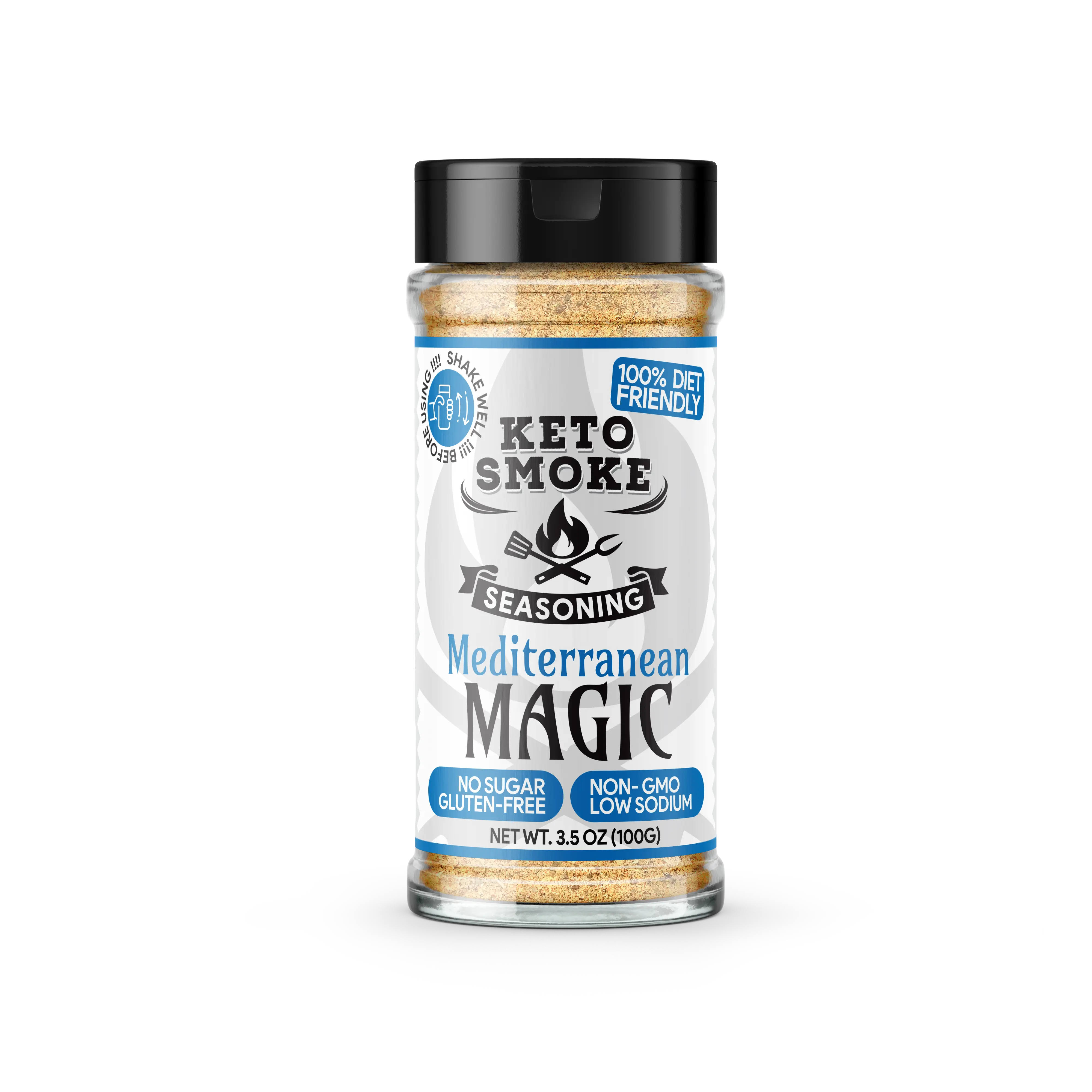 Keto Smoke Mediterranean Magic – All Purpose Herbaceous Seasoning, 3.5 oz Bottle | Diet Friendly, Sugar-Free, Gluten-Free, Low Sodium, Non-GMO