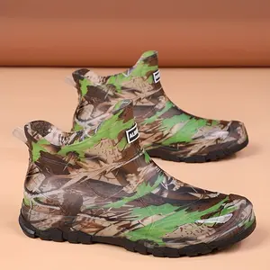 Men's High Quality Camouflage Outdoor Fishing Boots - All-Season EVA & Rubber Rain Boots with Non-Slip Sole for Hiking, Hunting, Wet Terrain, Hiking Boots, Wet Weather Gear, Regular Toe Design, Fabric Lined Interior, Suitable for Women