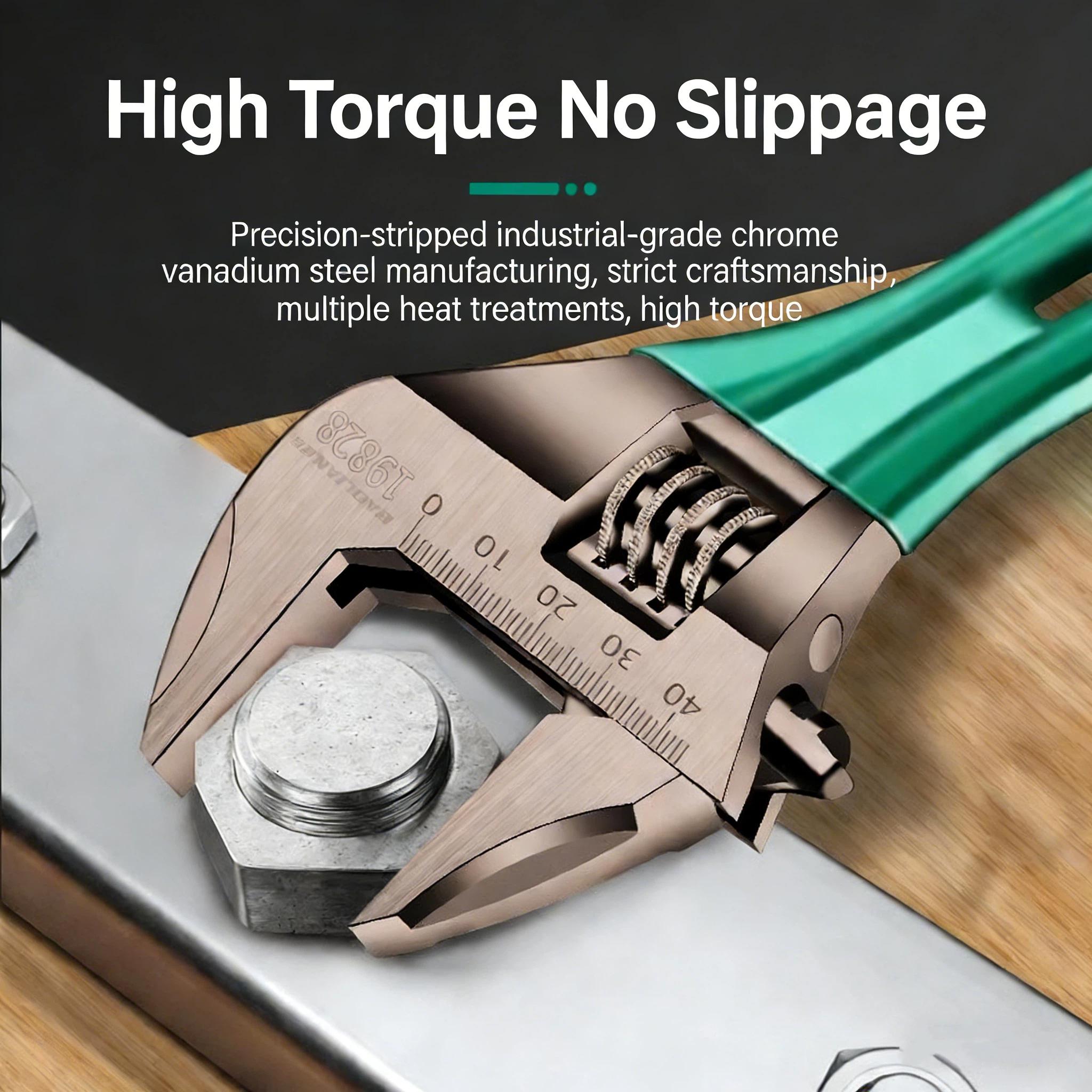 2-in-1 Adjustable Wrench & Pipe Wrench, 6-Inch Large Opening Dual-Use Spanner Tool, Heavy-Duty Short Handle Plumbing Wrench with Anti-Slip Jaw, Chrome Vanadium Steel for Bathroom Installation, Pipe Fittings, Home Repair & Maintenance