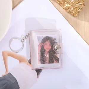 1 PC portable photo album keychain, 1-2 inch mini photo album, equipped with sparkling sequins, can store 20 photos, suitable for baby/toddler memory collection box, big head sticker photo album