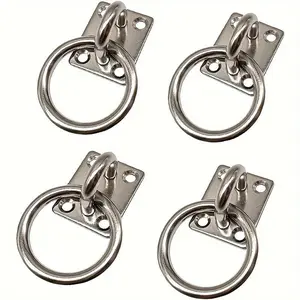 Stainless Steel Square Eye with Ring, 4 Counts/set Corrosion Resistant Kayak Hardware, Outdoor Kayak Accessories for Boat & Kayak