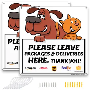 Aluminum Sign Please Leave Packages Here 2 Pack with Mounting Hardware Durable Weatherproof Delivery Notice tin sign  wall decor sign  aluminum wall art  warning sign custom  yardsigns   tree garden fence farmhouse  house sign decorative metal sign Pearl