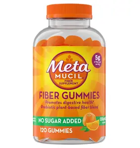 Fiber Gummies for Adults, No Sugar Added Orange Flavor, 5g Prebiotic Plant Based Fiber Supplement Blend, 120 Count