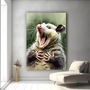 Poster Canvas Wall Art - Shabby Chic Opossum Funny Poster Canvas Wall Art, Animals Canvas Wall Art Decor, Quirky Wall Decor, Opossum Humor Artwork for Animal Lovers