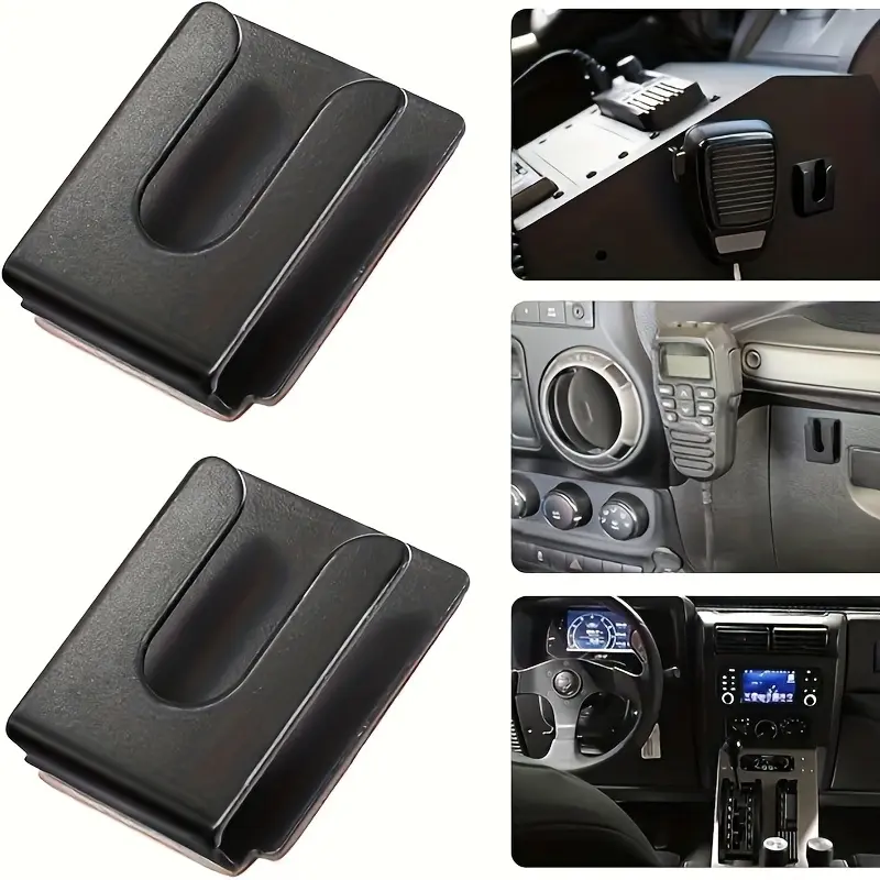 Two-piece durable portable radio and microphone mounting base, car microphone holder clamp, suitable for cars, homes, offices, etc.