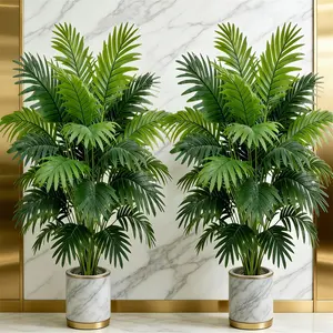 2 Pack Large Artificial Areca Palm Tree, Realistic Faux Tropical Palm Plant No Water Easy Care Fake Greenery for Living Room Office Indoor Home Decor