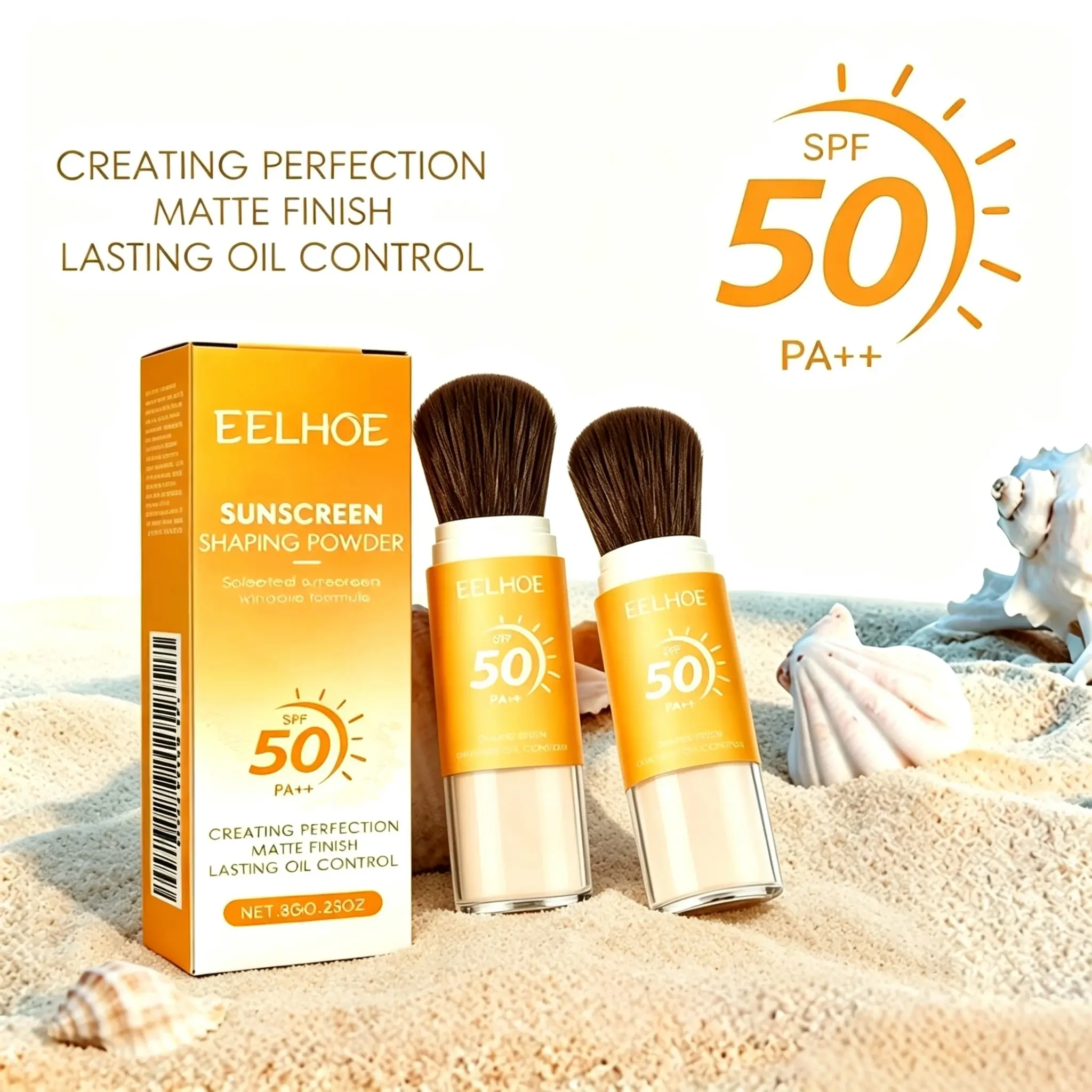 【Buy 1, Get 1 Free】SPF50 PA++ Setting Powder—Large Brush Head: Combines sun protection with oil control to create a natural, lightweight, and breathable finish. Water- and sweat-resistant, ideal for daily sun protection on the face and scalp. palette