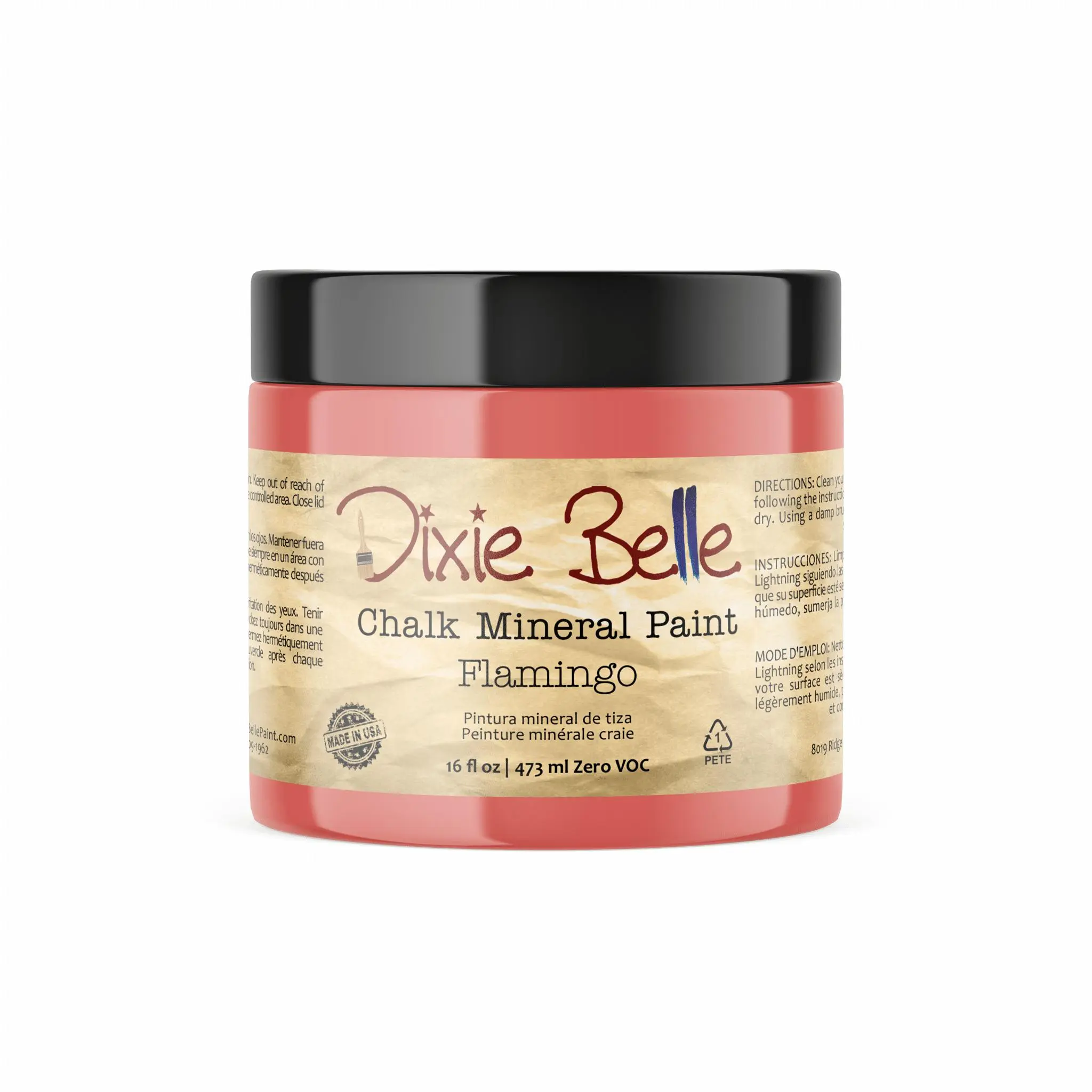 Dixie Belle Paint Company Chalk Finish Furniture Paint | Flamingo (16 Fl Oz) | Matte Bright Coral Chic Chalk Mineral Paint | DIY Furniture Paint | Made in the USA