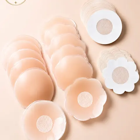32pcs Women's Breast Stickers, Invisible Silicone Nipple Covers, Sticky Bra Pads, Elegant, Seamless, Thin, Anti-Protrusion, Suitable for Weddings, Push-Up Bras, All Sizes, Underwear
