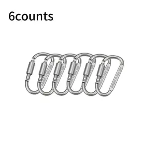 D-Shaped Aluminum Alloy Quick Clip Carabiner Set, 6-Piece Keychain Hook for Outdoor Gear, Tactical Backpack Connection Clips