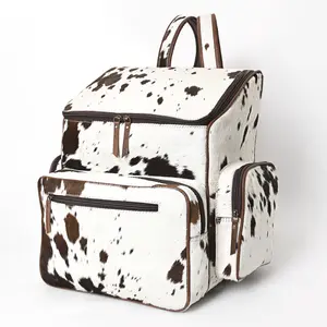 American Darling Hair-On Cowhide Genuine Leather Western Backpack Bag with Multi-Pocket Storage 16in (H) X 13in (W) X 9in (D)