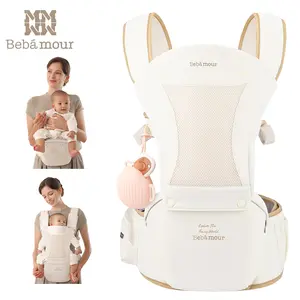 #Summervibes 【Mother's Day Gift】 Bebamour Adjustable Ergonomic Hands-Free Baby Carrier with Hip Seat, All-Position Breathable Mesh, 0-36 Months Fit, Head Hood, 3 Teething Pads, Waist Extender, Storage Bag & Pacifier Case