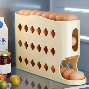 4-Tier Refrigerator Egg Tray, Thick PP Anti-Break Egg Organizer, Space-Saving Storage for Fridge, Kitchen Countertop, Ideal for Home Families