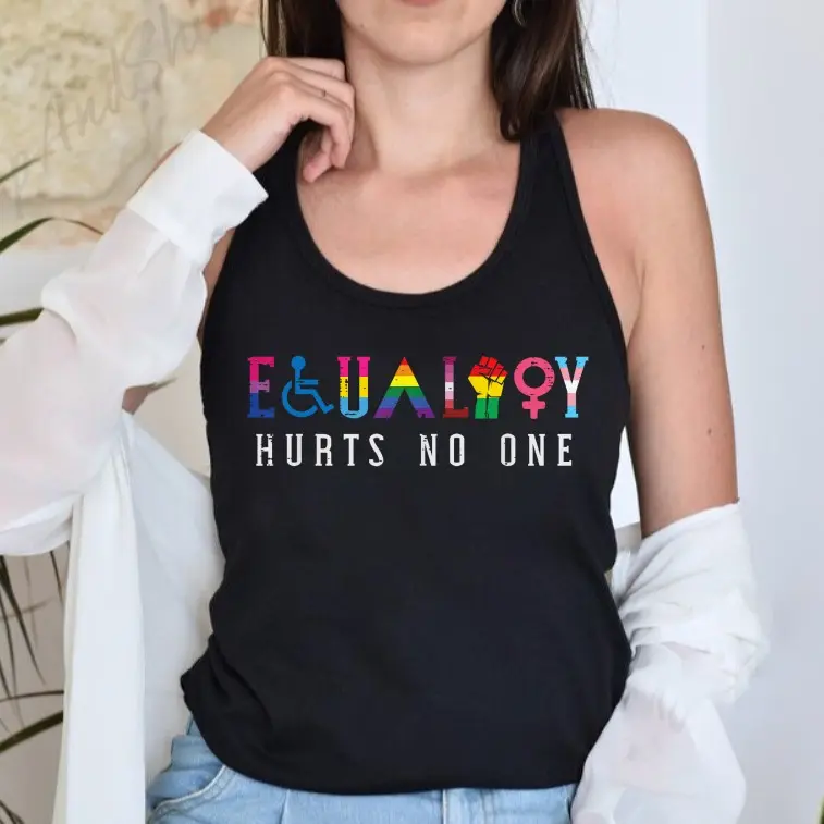 Gay Pride Tank Top, LGBTQ Ally LGBT Men Women Gift, LGBT Equality Hurts No One Pride Human Rights Tank Top, Trendy Unisex Shirt