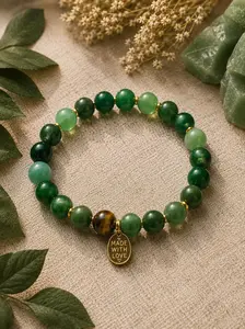 Esencia Natural / Pulsera de Aventurina Verde, Agata Verde y Ojo de Tigre 8mm