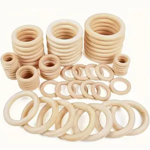 Natural Wooden Circle, Round, 5 Counts/set Wooden Circle for DIY Craft, DIY Wooden Accessories for Crafts Tassels Fringe Rings