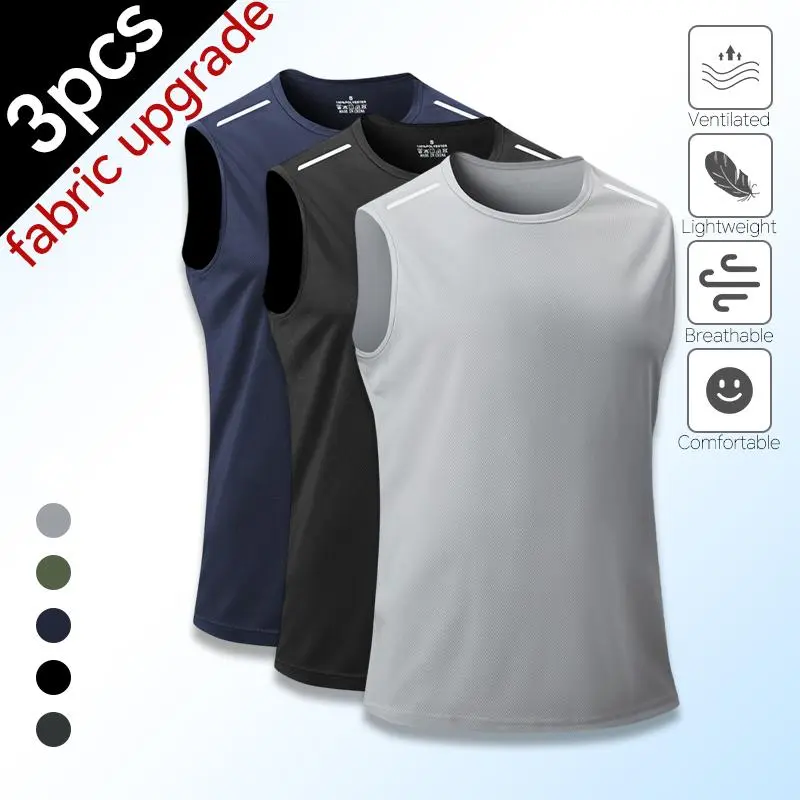 Pack of 3 Men's Polyester Knit Majin Vegeta Dragon Ball Athletic Tank Tops - Cooling, Quick-Drying, Breathable Summer Sports Vests for Gym, Travel (Multiple Colors, TikTok Shop), Tank Top