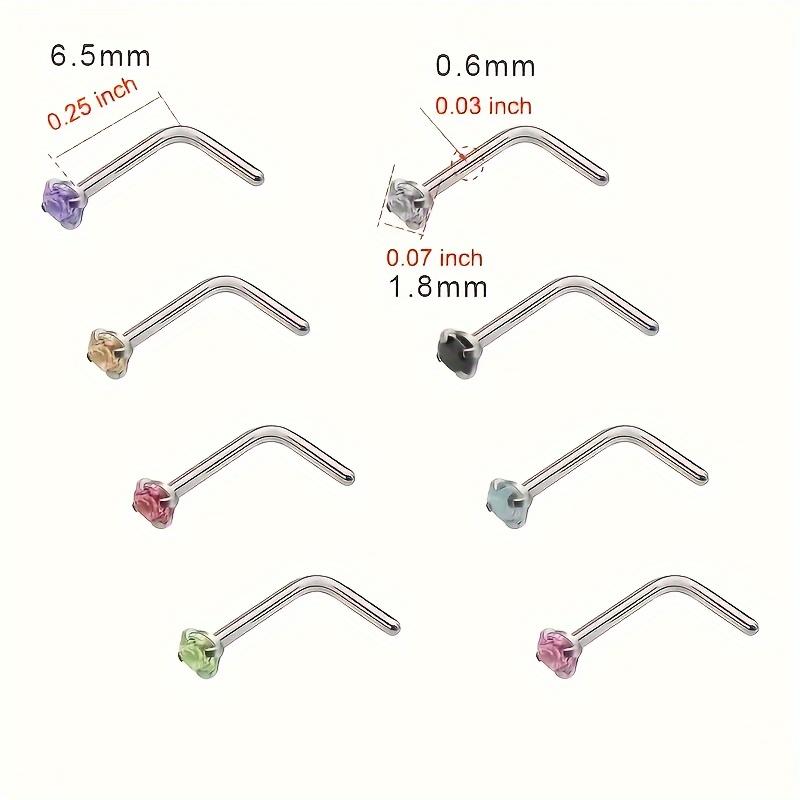 [40pcs Classic Stainless Steel Stud] 40pcs Bohemian Colorful Zirconia Exquisite Shiny Stainless Steel Nose Stud Body Piercing Jewelry Set Vacation Travel Beach Body Piercing Jewelry