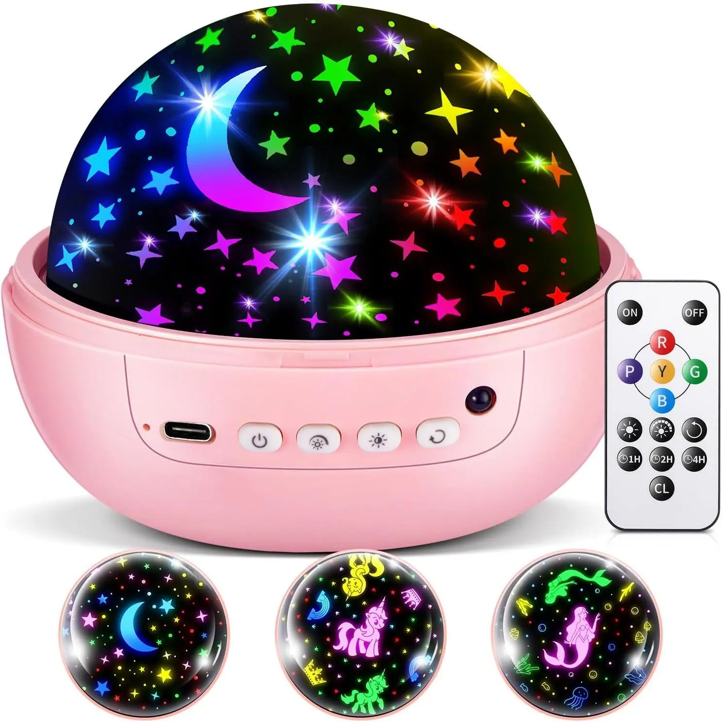 BX-PJT09 Kids Night Light Projector, [93 Lighting+3Films+Remote] Star Projector for Kids, 3 Brightness+3 Timer Girls Night Light, 360°Rotate + Quieter Stars for Ceiling, Bedtime Companion, Sleep, Bedroom