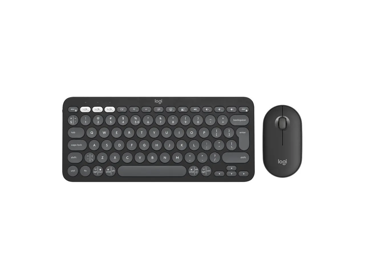 Logitech Pebble 2 Combo Wireless Quiet Keyboard and Mouse, Customisable, Logi Bolt, Bluetooth, Easy-Switch for Windows, macOS, iPadOS, Chrome - Tonal Graphite