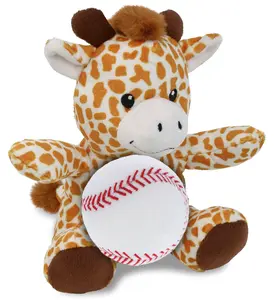 DOLLIBU 6-Inch Soft Polyester Giraffe Stuffed Animal Toy with Baseball Plush, Cute Giraffe-Shaped Fluffy Toddler-Safe Stuffed Toy, Customizable Gift for Ages 0+, Cute-Shaped Stuffed Toys, Fluffy Stuffed Toys