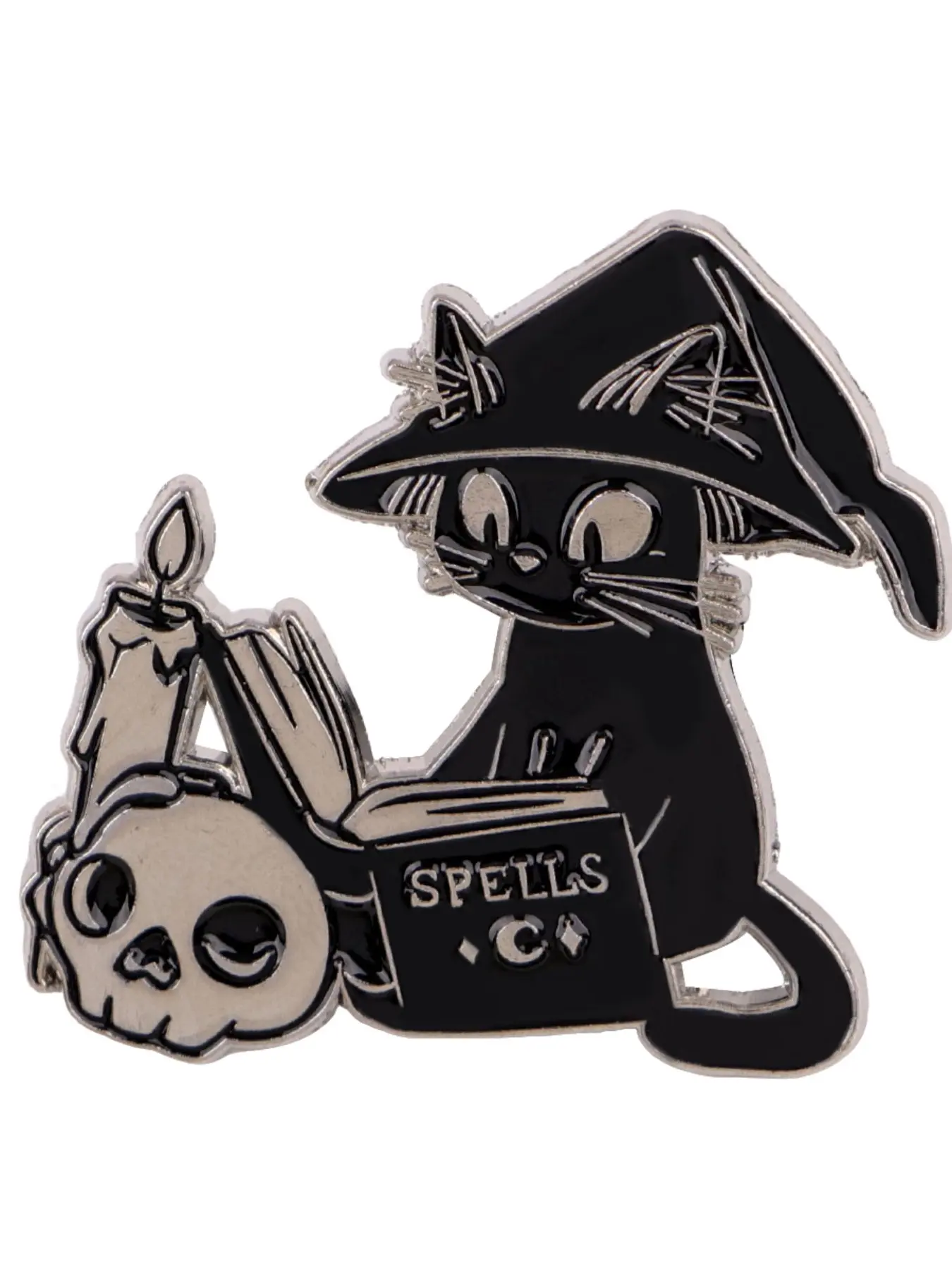 Mystical Magic Cat Enamel Pin, Horror Skull Design Badge, Multifunctional Fashion Accessory, Suitable for Bags, Clothing, Hats, Brooches, Alloy Brooch Pin