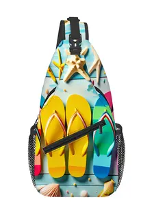 Sandals & Shell-Print Full-Panel Chest Bag