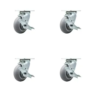 Service Caster TOOL-SCC-30CS520-TPRBD-TLB-4 Tool Box Caster Wheel Set - 5 in. Non-Marking, Zero Maintenance Thermoplastic Rubber Donut Tread Wheels