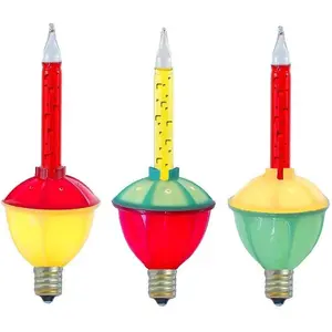 Replacement Bubble Lights 3 Pack, Traditional Red/Yellow Liquid with Multicolor Bases, Vintage Glass Holiday Bulbs with Flowing Liquid, 5 Watts Each, C7/E12 Base