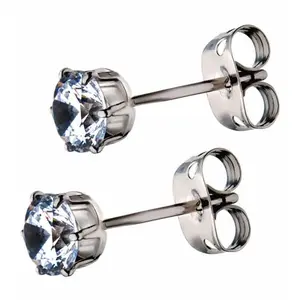 CZ Prong Set Titanium Earrings