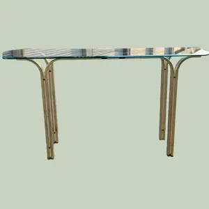 Vintage Brass Glass Entryway Hall Table