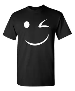 Wink Smile Face Graphic Tee Fun Novelty Gift T Shirt Feelin Good Tees Cheerful Mood Lifter